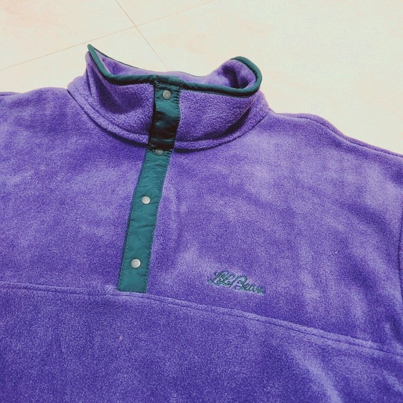 VTG 90s LL Bean Womens XL 1/4 Snap-T Super Soft Fleece Jacket Script USA Made - Picture 3 of 11